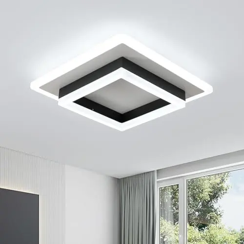 Produktbild: LED Deckenleuchte 30W 3250LM Deckenlampe Schwarze, Modern Design Deckenlampe Eckig Flach Schlafzimmerlampe Esstischlampe Bürolampe Flurlampe Deckenleuchte LED Kaltesweiß 6500K