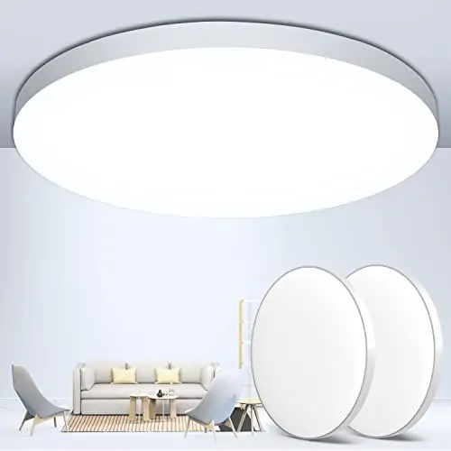 Produktbild: LED Deckenleuchte Deckenlampe Lampe Decke LED (2Stück) Ø28cm 24W,6500K,2000LM,IP44 Wasserfest Rund Modern Schlicht Weiß Badlampe für Kellerlampe,Schlafzimmer,Wohnzimmer,Küchenlampe, Badezimmer,Balkon
