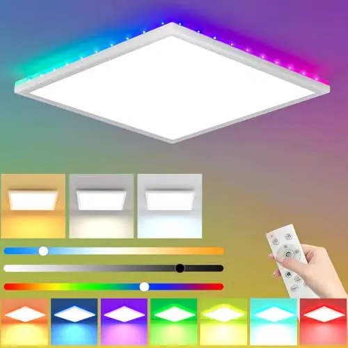 Produktbild: LED Deckenleuchte Dimmbar, 30W 3200LM RGB LED Deckenlampe mit Fernbedienung 3000K-6500K Deckenbeleuchtung IP54 Wasserfest LED Panel für Wohnzimmer Schlafzimmer Kinderzimmer Küche Badezimmer 30cm