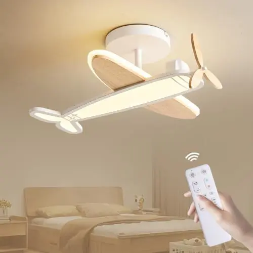 Produktbild: LED Deckenleuchte Dimmbar Kinderzimmer, Epochglo 40W Deckenlampe LED mit Fernbedienung 3000K-6500K Modern Flugzeug Kinder Led Deckenbeleuchtung für Schlafzimmer Flur Küche Büro Esszimmer Balkon, Ø53cm