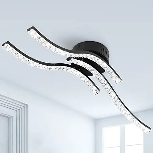 Produktbild: LED Deckenleuchte Moderne,Deckenlampe 3 Parallel Flammige Wohnzimmer Deckenbeleuchtung,LED Lichtleisten Acryl Wellenförmige,2640 Lumen 5500K Kaltesweiß Deckenleuchte für Esszimmer,Schlafzimmer,Küche