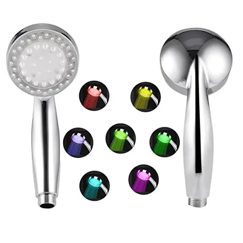 Produktbild: LED Duschkopf Farbwechsel, Regendusche Handbrause Wassersparender Duschkopf, 7 Farben Licht Automatische Farbwechsel, Keine Stromversorgung, Duschbrause Replacement für Standard Duschschlauch Chrom