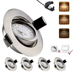 Produktbild: LED Einbaustrahler 3 stufen Dimmbar ultra Flach,3000K Warmweiß Spots,230V 6W 600LM Einbauleuchten,Einbauspots mit 30° Schwenkbar,Deckenspot IP54,Deckenstrahler für Wohnzimmer,Badezimmer,Küche 4er Set