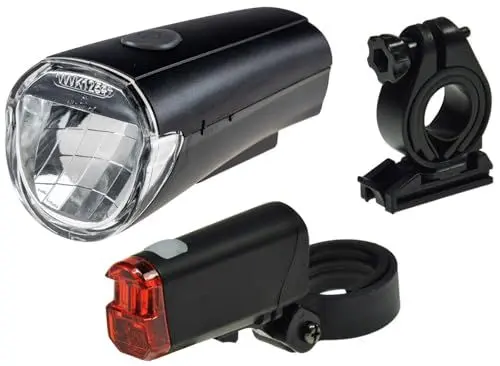 Produktbild: LED Fahrradbeleuchtung Frontstrahler Rücklicht StVZO zugelassen 30Lux I Fahrradleuchten mit Batteriebetrieb I Stoßfest Wetterfest