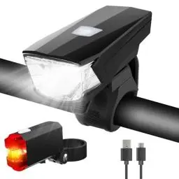 Produktbild: LED Fahrradlicht Set,Fahrradbeleuchtung StVZO Zugelassen Wasserdicht USB Wiederaufladbare Fahrradlichter Fahrradlampe mit Frontlicht und Rücklicht (30/15 Lux,Batterie-Leuchtenset)