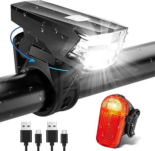 Produktbild: LED Fahrradlicht Set, StVZO Fahrrad Licht USB Aufladbar, Wasserdicht Fahrradbeleuchtung Fahrradlicht Vorne Fahrradlampenset mit Frontlichter & Rücklicht Bike Light für Kinder und Erwachsene