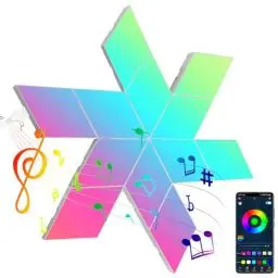 Produktbild: LED Gaming Wandleuchte 12pcs Rhombus RGB Panel - Gaming Deko Wall Light Musik Sync Rhombus Wandbeleuchtung Smart Panels Gamer Room Deko Modular Lampe