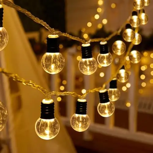 Produktbild: LED Globe Lichterketten Batterie, 20er Dekorative Klare Kugel Lichterkette, LED Lichterketten mit Timer für Innen Außen, Wohnheim, Zimmer, Hochzeit, Party, Weihnachten