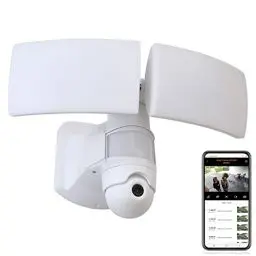 Produktbild: LED Kameraleuchte LIBRA, Außenleuchte mit Bewegungsmelder & Kamera, Überwachungskamera Full-HD und Gegensprechanlage, inkl. 16 GB SD-Karte, kompatibel m. Google Voice & Alexa,Außenwandleuchte in Weiß