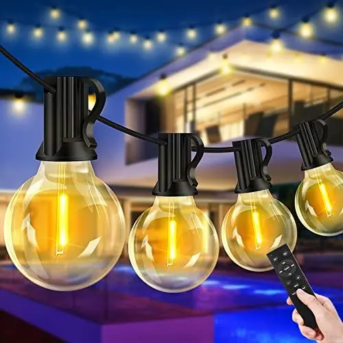 Produktbild: LED Lichterkette Außen Strom 30m - Outdoor Lichterketten mit 46+4 Glühbirnen Aussen Wetterfest Dimmbar Warmweiß Aussenlichterkette Retro Lights Birnen für Terrasse Biergarten Pavillon Balkon Garten