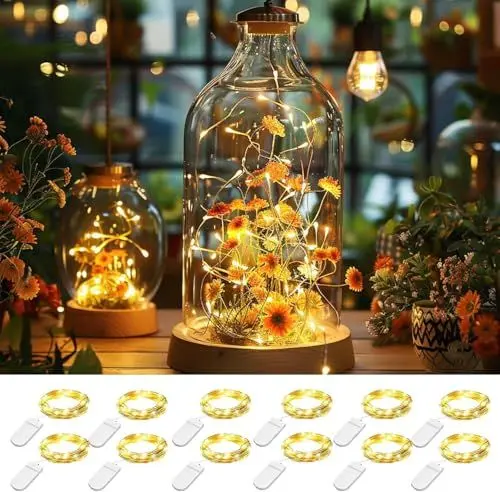 Produktbild: LED Lichterkette Batterie, 12x20 Micro LEDs Mini Lichterketten Kupferdraht Batteriebetrieb, 2M DIY kleine Lichterketten Wasserdicht für Party Hochzeit Weihnachten Beleuchtung Deko(Warmweiß)