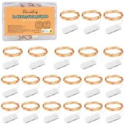 Produktbild: LED Lichterkette Batterie, 1M 10 LED Micro LED Lichterkette Mini Kupfer Drahtlichterkette Beleuchtung Deko für DIY Weihnachten Halloween Innen Aussen Dekoration(Warmweiß)(20 Stück)