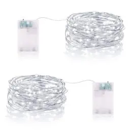Produktbild: LED Lichterkette Batterie Timer, 2 Stück Lichterkette Innen Batterie 3 meter 30er Micro Lichterkette Wasserdicht Weihnachten Dekoration Lichterkette für Party Garten Zimmer Deko - Kaltweiß