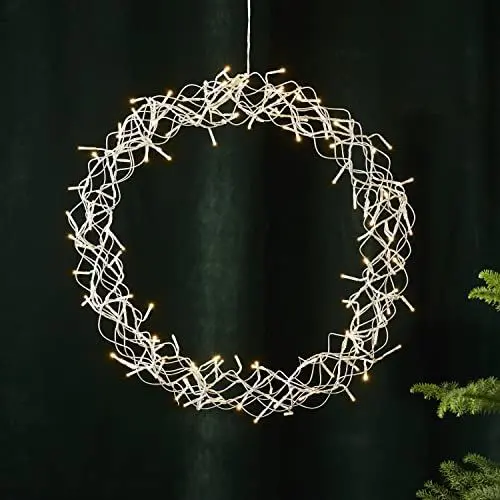 Produktbild: LED Lichterkranz Curly von Star Trading, Fensterlicht Weihnachten warmweiß aus Draht und Kunststoff in Silber, Transparent, mit Kabel, Ø: 50 cm