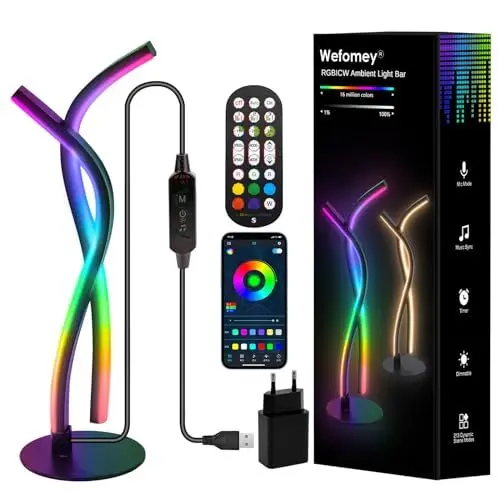 Produktbild: LED Nachttischlampe RGB Warmweiß, Metall Dekolampe Atmosphäre Spiral Tischlampe Moderne,Dimmbare Nachtlicht Mit Musiksynchronisierung,App Steuerun,für Arbeitszimmer Wohnzimmer Schlafzimmer Nachttisch