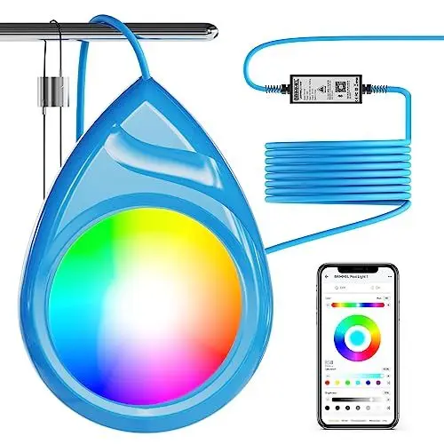 Produktbild: LED Poolbeleuchtung Unterwasser für oberirdische Pool Beleuchtung Licht mit App Steuerung RGB Farbwechsel Musiksynchronisation Schwimmbadbeleuchtung IP68 wasserdichte Niederspannungs Tauchlicht Timing