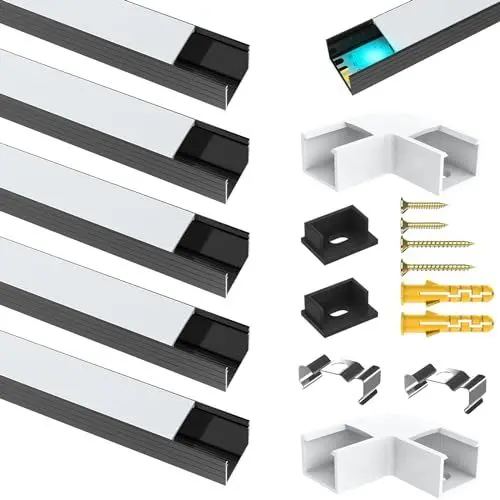 Produktbild: Angdarun LED Profil Aluminium 6 Pack, LED Profil für Breite bis16mm Stripe/Streifen, Alu Profil 1m/3.3ft für Led Kanal