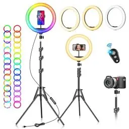 Produktbild: LED Ringlicht mit Stativ Handy - Selfie Licht Ringleuchte 10 Zoll Ring Light 40 RGB-modi Dimmbare Lichtring Ringlampe - Handystativhalter mit Lampe für Smartphone Tiktok Kamera Youtube Vlog Fotografie