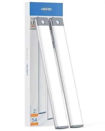 Produktbild: LED Sensor Licht Schrankleuchten, Wiederaufladbar Schranklicht mit Bewegungsmelder, 2500mAh Kleiderschrank Licht, Weiches LED für Küche,Kleiderschrank,Kofferraum,Treppe,Verschiedene Räume(2 Stück)