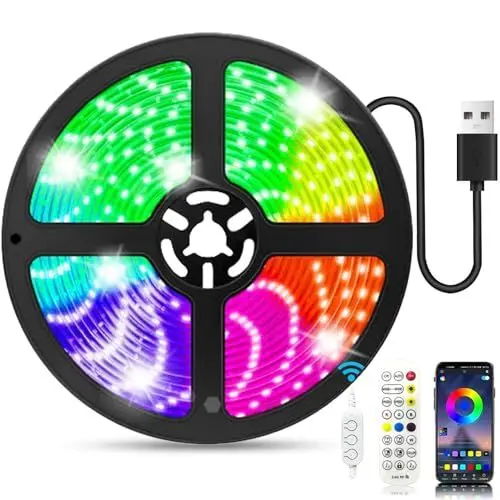 Produktbild: LED Strip 10m, RGB LED Streifen, Lichterkette mit Fernbedienung Upgrade auf 10m, Musiksync Farbwechsel Band Lichter für die Beleuchtung……