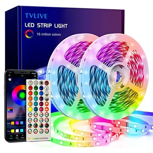 Produktbild: TVLIVE LED Strip, RGB LED Streifen 20M, LED Lichterkette mit Fernbedienung und APP, Musik Sync, Timer-Einstellung und Dimmbar Farbwechsel, LED Band für Zimmer, Schlafzimmer, Küche, Bar, Party Deko