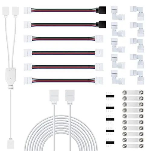 Produktbild: LED Strip Verbinder, Eckverbinder, Verlängerung, Streifen Befestigungsclips, Für 10mm 4 Polig RGB 5050 LED Streifen Verbinder