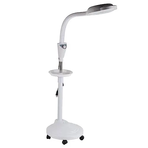 Produktbild: LED Tattoo Lampe, 8 fach vergrößernde Stehlampe mit verstellbarer Höhe, 120 Lampenperlen, 360° Drehung, 5 omnidirektionale Räder, Salon Kaltlicht für Wimpernverlängerung, Augenbrau (EU-Stecker 220 V)