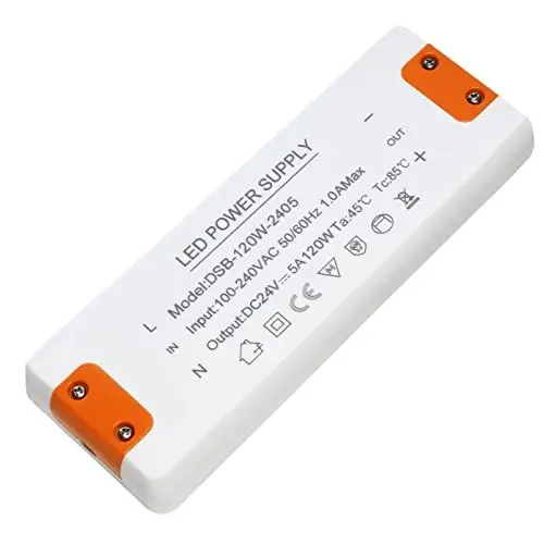 Produktbild: LED Trafo 24V 120W, LED Treiber Netzteil 24v 5A, LEd Transformator 230V 24V 120W, trafo 230v auf 24v, für G4 GU5.3 MR11 MR16 LEd Strips, Nicht Dimmbar, Kein Rauschen, Kein LED-Flimmern