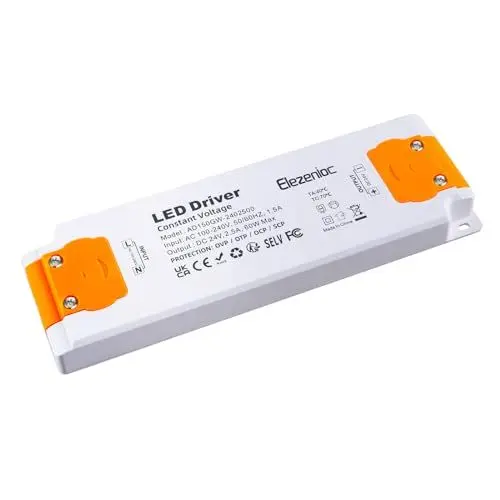 Produktbild: LED Trafo Transformator 1-60W 24V 2.5A Treiber Netzteil, Transformator 230V AC auf 24 Volt Gleichstrom, Für MR11 G4 MR16 GU5.3 Birnen Lichtstreifen,Nicht Dimmbar,Kompakter Extrem DüNner