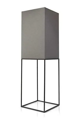Produktbild: LED Universum Hochwertige Stehleuchte Oli in urbanem Loftdesign mit schwarzem Metallrahmen und grauem Stoffschirm, max. 60W pro Fassung (E27), 120×35×35cm