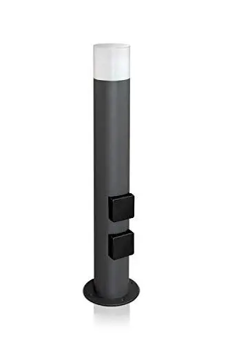 Produktbild: LED Universum Wegeleuchte mit 2 Steckdosen Höhe 60cm rund anthrazit IP44 inklusive Leuchtmittel E27 austauschbar | Gartenlampe Pollerleuchte Außenstehleuchte Sockelleuchte Wegbeleuchtung Terrasse
