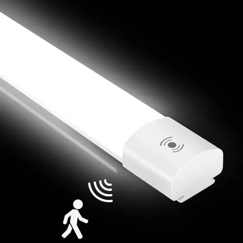 Produktbild: Led Feuchtraumleuchte mit Bewegungsmelder 60CM, Deckenleuchte Led Röhre 20W 2200LM,IP65 Kellerleuchte,Wasserfest Feuchtraumlampe Wannenleuchte für Werkstatt Garage Küche Bad Büro,Neutralweiß,4000K