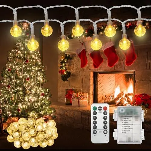 Produktbild: Realky Led Lichterkette Außen Innen Weihnachtsbaum Led Lichterkette Batterie Fernbedienung Timer Outdoor Weihnachtsbeleuchtung Außen Weihnachtsbaum Saisonale Party Balkon Fenster Weihnachten Deko