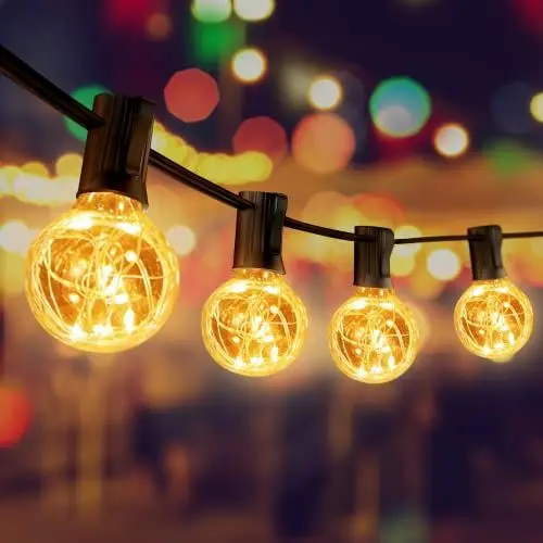 Produktbild: Led Lichterkette Außen Strom, 19M Lichterkette Outdoor mit 30+3 G40 bruchsichen Glühbirnen, IP44 Wasserdicht Lichterketten Außenbereich für Weihnachten, Halloween, Hochzeit, Party Warmweiß