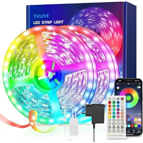 Produktbild: TVLIVE LED Strip Bluetooth RGB LED Streifen, LED Leiste Musik Sync, Farbwechsel LED Lichterkette mit Fernbedienung und App-steuerung，Flexibel LED Band für Party, Zuhause, Schlafzimmer ((30M) 15M*2)