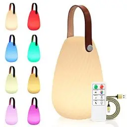 Produktbild: IROO Outdoor Lampe mit Fernbedienung Outdoor Tischlampe Warmweiß 8 Farben Dimmbar akku OutdoorLampe Wasserdicht Ideales Dekor für Ihr Haus und Garten ostern dekoration (Rund mit Textur)