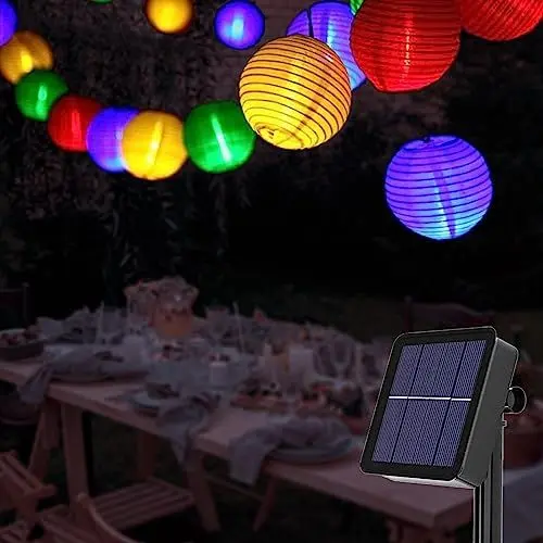 Produktbild: Led lichterkette lampions außen solar,6.5M 30 LED Laternen 8 Modi Wasserdicht Solar Beleuchtung, Solar Lichterkette Aussen für Garten, Hof, Hochzeit, Fest Deko, Balkon, Weihnachten,Party Deko (Bunt)