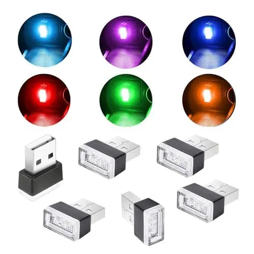 Produktbild: LED-Atmosphäre Lichter, 6 Stück USB-Innenbeleuchtung für Auto, Laptop, Power Bank - 6 Farben