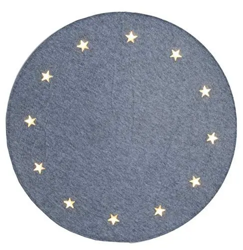 Produktbild: LED-Baumteppich Weihnachtsbaumunterlage 20 LED Sterne Warm-Weiß Filz Grau Ca. 100 cm Ø Trafo