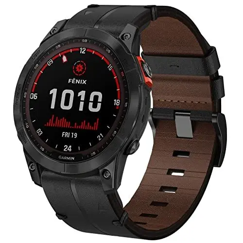 Produktbild: TOPsic Armband für Garmin Fenix 7X, 26mm Echte Leder Ersatzarmband Quick-Fit Uhrenarmband für Garmin Fenix 6X/Fenix 6X Pro/Fenix 5X/Fenix 5X Plus/Fenix 3/Fenix 3 Enduro/Quatix 3/Fenix 8 51mm