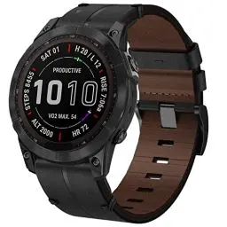 Produktbild: TOPsic Leder Armband für Garmin Fenix 7, 22mm Ersatzarmband Quick-Fit Uhrenarmband für Fenix 6/Fenix 6 Pro/Fenix 5/Fenix 5 Plus/Forerunner 935 945/Instinct 2/Approach S60 S62/Fenix 8 47mm