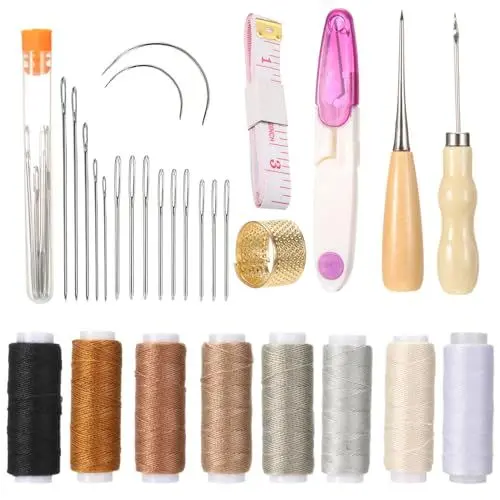 Produktbild: Leder Nähset Hand Leder Werkzeug Set Lederwerkzeug Set Ledernähset Leather Sewing Kit Leder Nähnadeln für Lederhandwerksprojekte DIY-Näharbeiten 30 Stück
