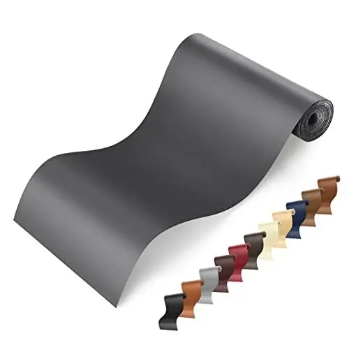 Produktbild: Leder Reparatur Set Dunkelgrau, 10 x 160cm Kunstleder Selbstklebend, Lederflicken Selbstklebend Leder Patch für Couch, Sofa, Autositze Zubehör,Jacken, Handtaschen