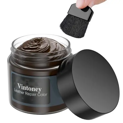 Produktbild: Leder Reparatur Set, Vintoney 50ML BRAUN Lederreparatur Creme Lederreparaturset Lederbalsam Lederpflege Füller für Auto Lederlenkrad Sofa Jacke Geldbörse Gürtel Schuhe Kunstleder Kratzer Risse