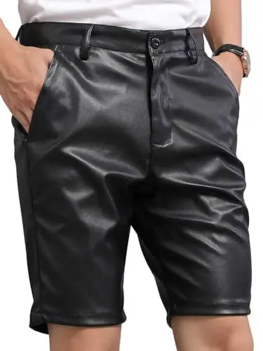 Produktbild: Leder Shorts Männer Kurze Hose Herren Kunstleder Glitzernd Kunstleder Ledershorts Leggings Kostüm Untehose Wetlook Lack Hose