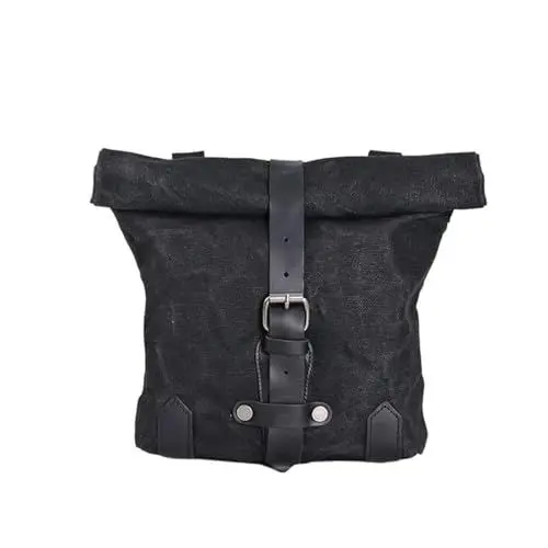 Produktbild: Leder & Satteltaschen Motorrad Seitentasche Im Retro Stil Ölwachs Kopftasche wasserdichte Werkzeugtasche Umhängetasche Motorrad Tasche(Schwarz)