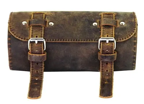 Produktbild: Leder satteltasche Lenkertasche Fahrrad echt runde handgemacht Jahrgang braun Geschenk Werkzeugtasche