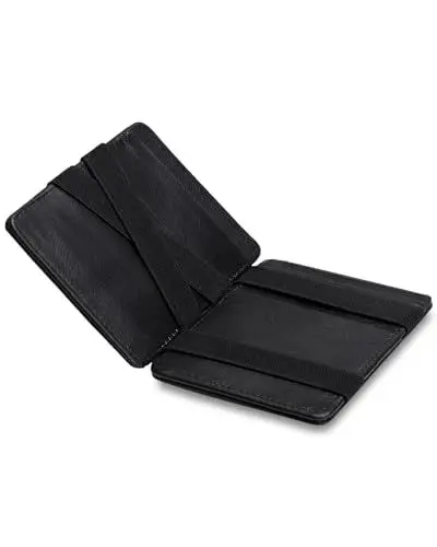 Produktbild: Lederhand® Magic Wallet – Echt Nappaleder Geldbörse handgemacht für Herren und Damen flaches Portemonnaie mit Münzfach und Platz für 8 Karten | Farbe Schwarz