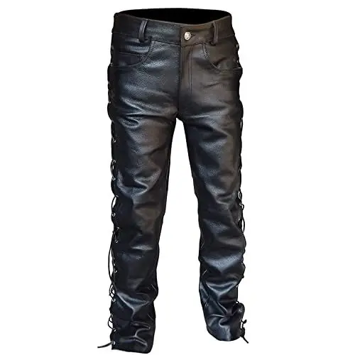 Produktbild: Generisch Lederhose Herren lang 70 Lederimitat Hose Herren kurz Motorradhose Leder männer Lederhose Herren lang büffelleder Schwarze Hose Lederoptik Herren Latex Hose Herren sexy mit kondom