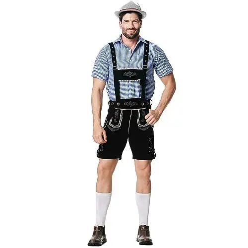 Produktbild: Lederhosen Herren Tracht trachtengürtel Herren Lederhose grau Lederhose Tracht Herren kurz schwarz Trachten Lederhose Herren Kniebund mit gürtel Trachtenlederhose Herren kurz schwarz